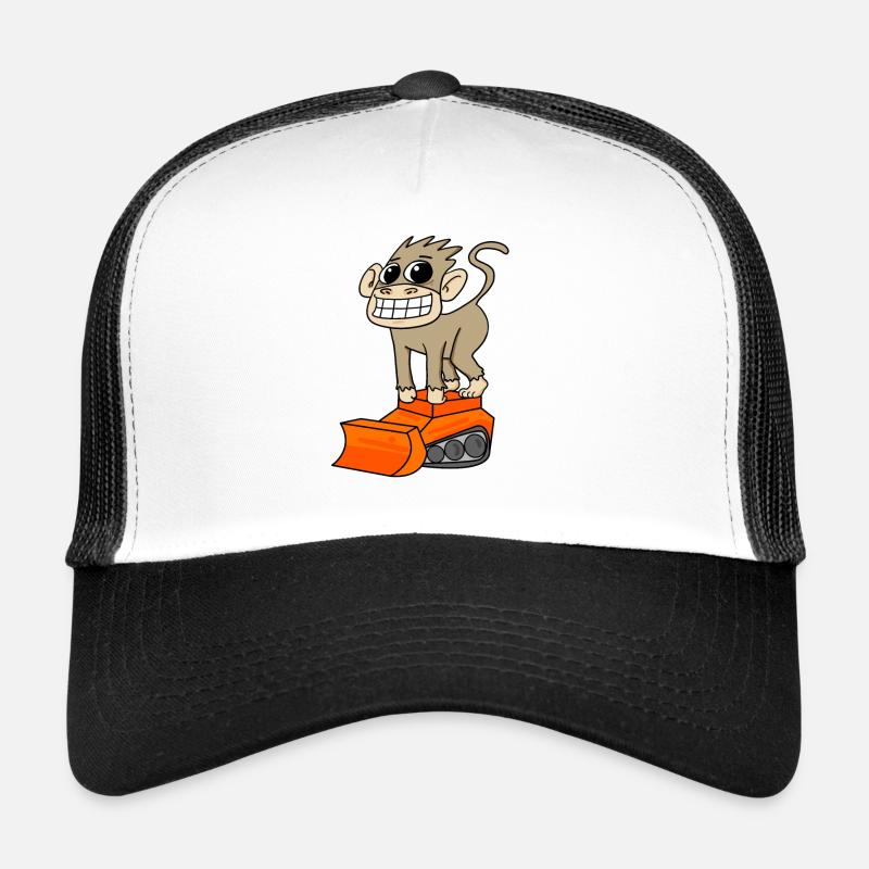 Monkey Excavator Excavator Driver Motif Trucker Cap