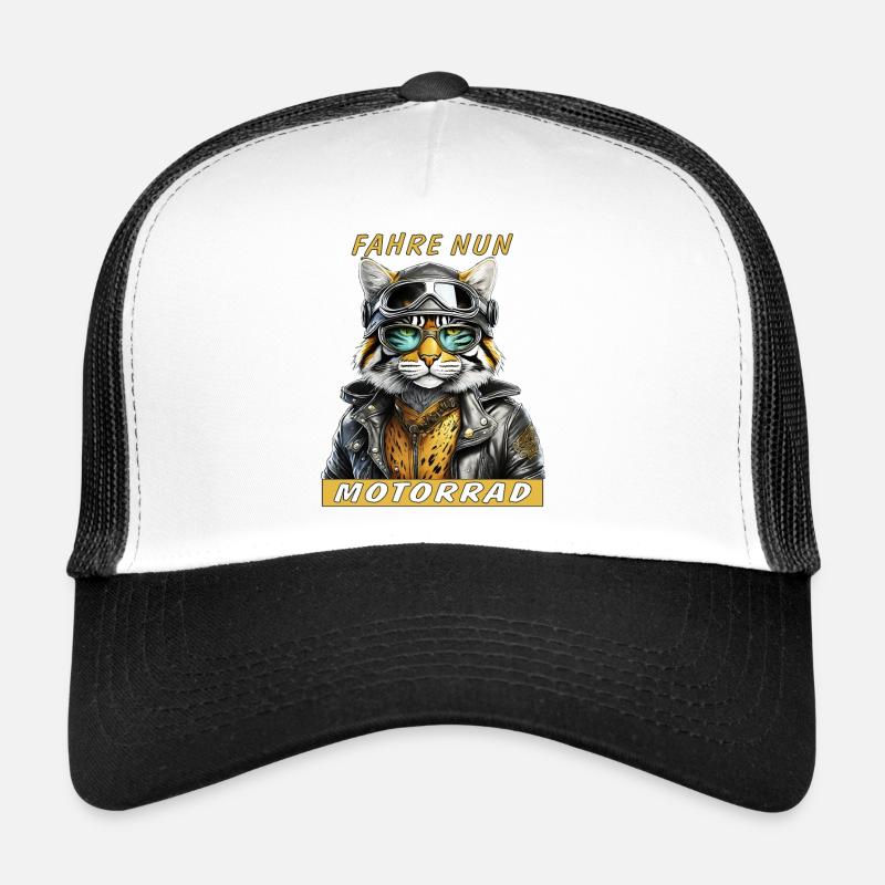 VESTE EN CUIR DE CHAT MAINTENANT MONTER À MOTO Casquette trucker 