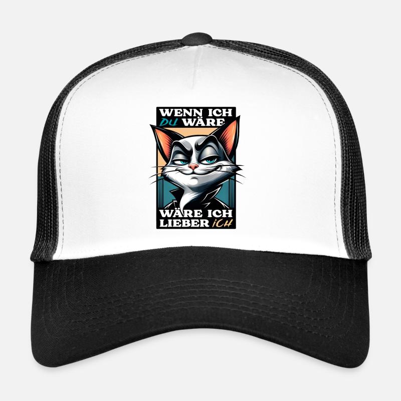 Katzenmotiv mit witzigem Spruch - Trucker Cap - Weiß/Schwarz