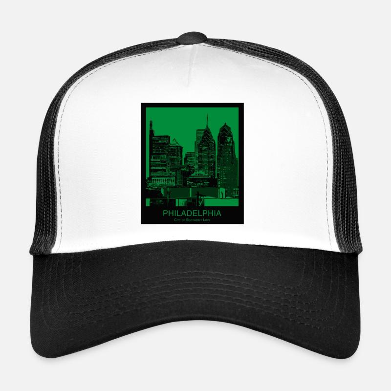Philadelphia Skyline Édition Verte Casquette trucker 