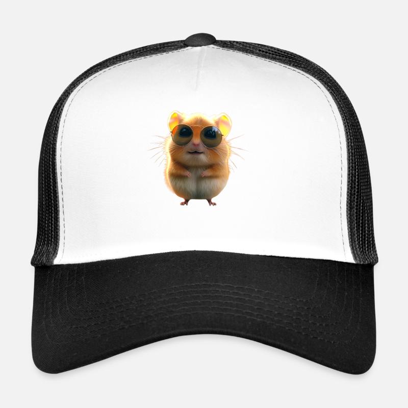 Hamster with Sunglasses Gold Hamster Cute Hamster Trucker Cap