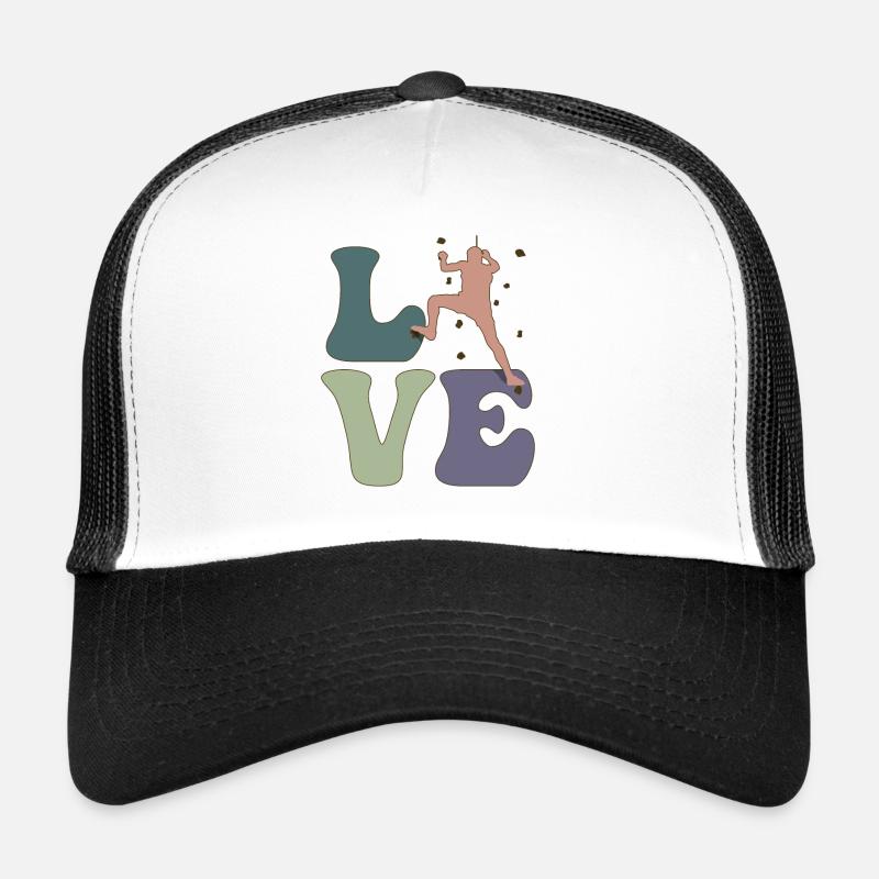 LOVE Wandklettern Indoor Wandkletterer Bouldering - Trucker Cap - Weiß/Schwarz
