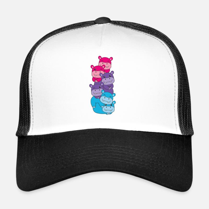 Drapeau androgyne Pride LGBTQ Hippopotame mignon Casquette trucker 