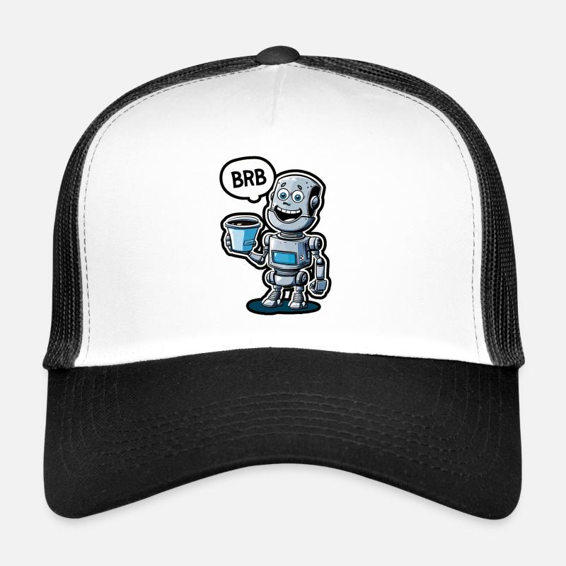Drôle de robot avec du café et un ensemble BRB Casquette trucker 