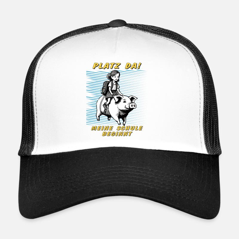 SCHWEIN KIND MÄDCHEN SCHULE BEGINNT - Trucker Cap - Weiß/Schwarz