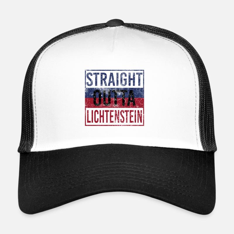 Straight Outta Lichenstein - Trucker Cap - Weiß/Schwarz