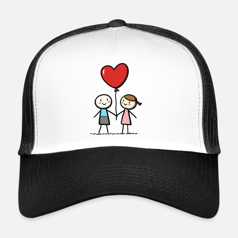 Strichmännchen Liebespaar Pärchen Liebe Trucker Cap