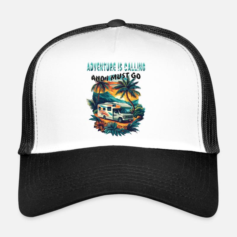 Adventure is Calling and i must go. Camping, cool, - Trucker Cap - white/black