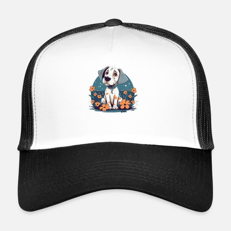 Des fleurs et un chiot mignon mignon Casquette trucker 