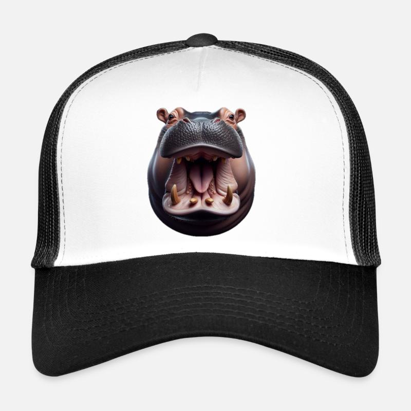 Nilpferd 1 - Trucker Cap - Weiß/Schwarz