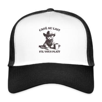 Cafe au Lait s’il Vous Plaît Cowboy Coffee Cat - Casquette trucker  - blanc/noir - Devant
