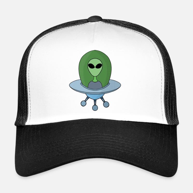 Alien dans son petit vaisseau spatial - Casquette trucker  - blanc/noir