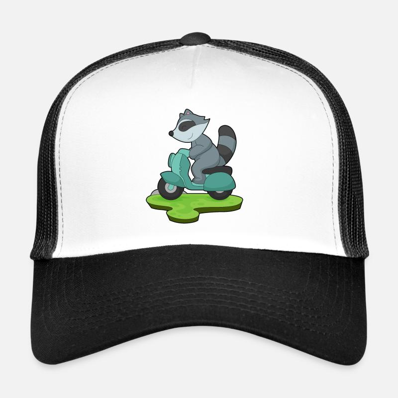 Waschbär Motorrad - Trucker Cap - Weiß/Schwarz