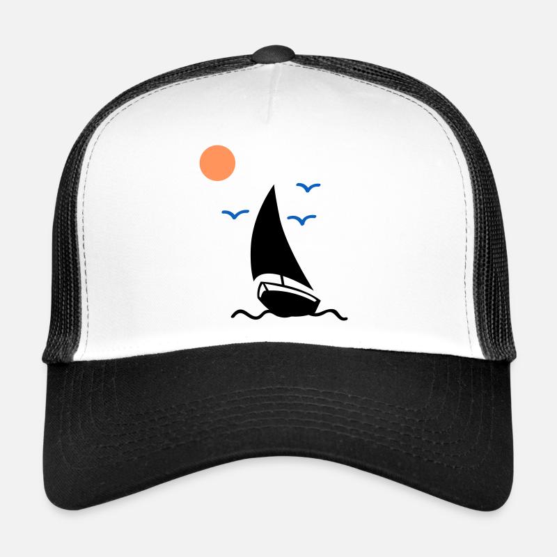 segelboot 02 - Trucker Cap - Weiß/Schwarz
