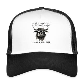 Ich möchte gerne was mit Menschen machen, schubsen - Trucker Cap - Weiß/Schwarz - Vorne
