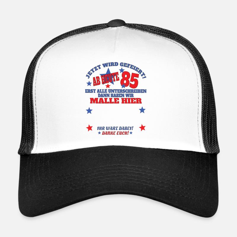 85. Geburtstag Mann und Frau Gästebuch - Trucker Cap - Weiß/Schwarz