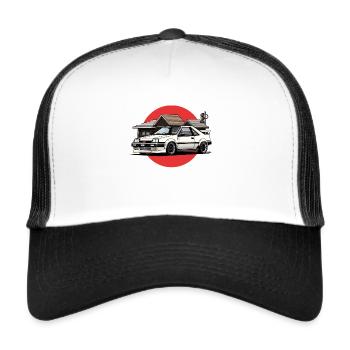 JDM Japanische Autoszene der 90er Jahre - Trucker Cap - Weiß/Schwarz - Vorne
