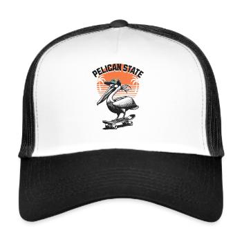Pelican State Florida USA Skater Pelikan - Trucker Cap - white/black - Front