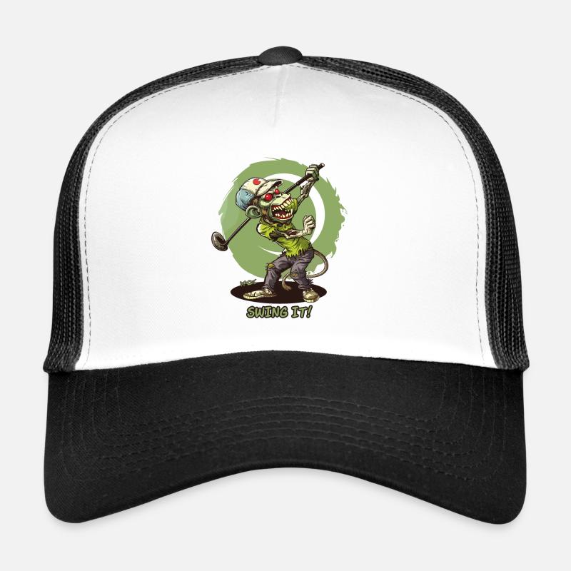 Swing It, Zombie Monkey: A Golfer Golfing Trucker Cap
