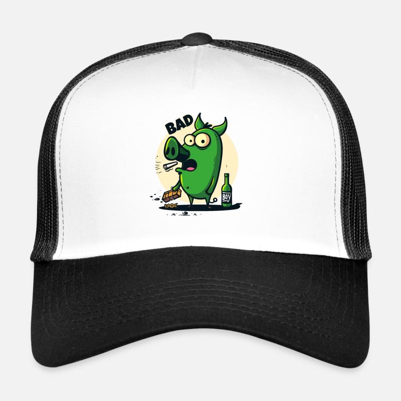 Le cochon de dessin animé cool est un mauvais garçon Casquette trucker 
