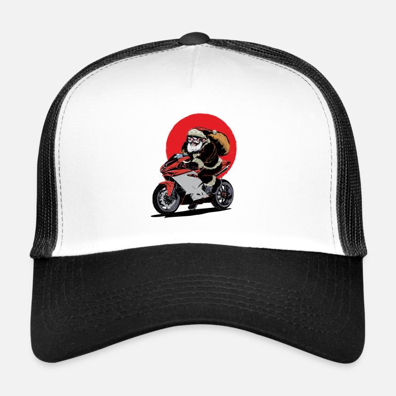 Weihnachtsmann auf dem Motorrad - Trucker Cap - Weiß/Schwarz