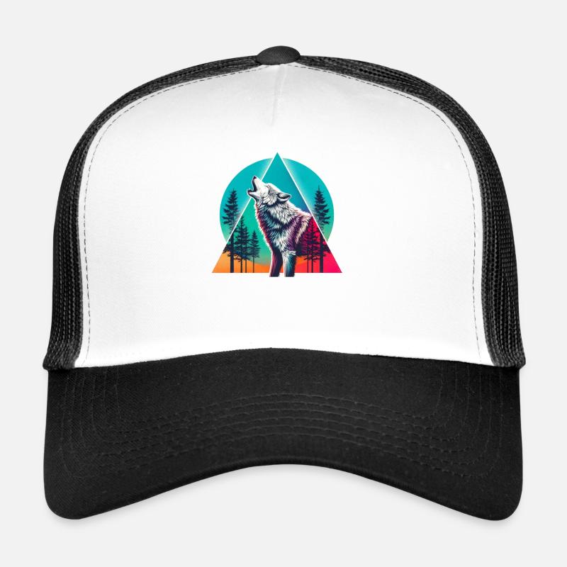 Wolf Wald Geometrie Bunt Trucker Cap