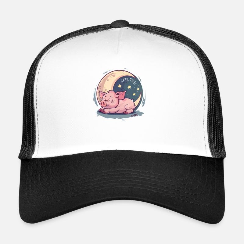 Des étoiles, de la lune et un cochon endormi Casquette trucker 