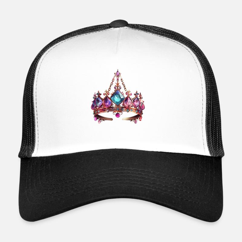King with a jewel crown in 2d illustration Trucker Cap