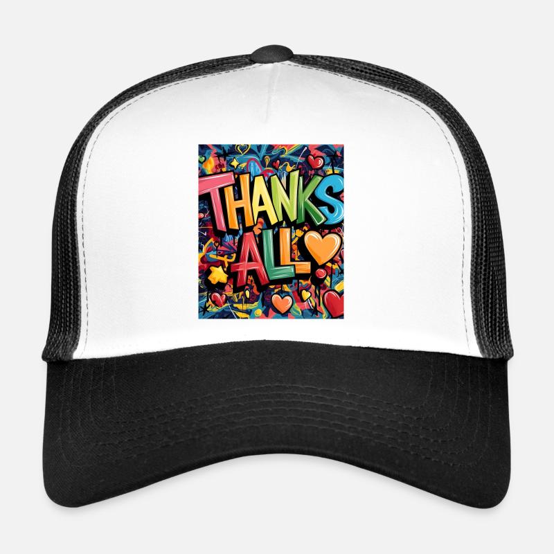 Cheerful graffiti-style thank you illustration - Trucker Cap - white/black