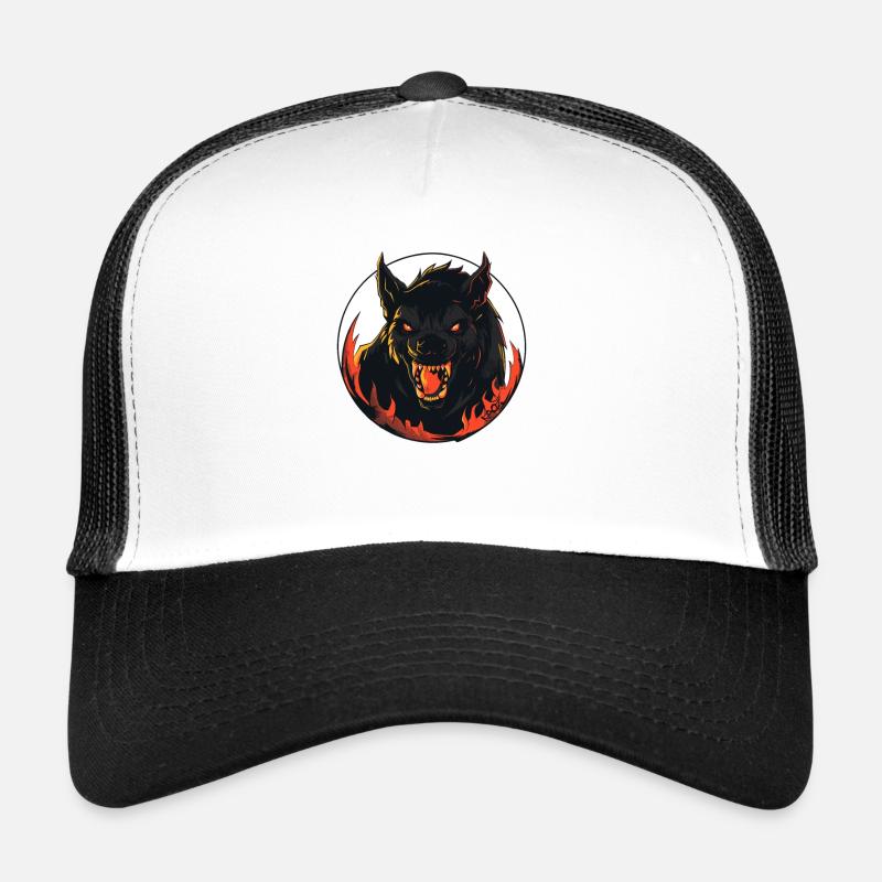 Terrifiant loup-garou maléfique de l’enfer - Casquette trucker  - blanc/noir