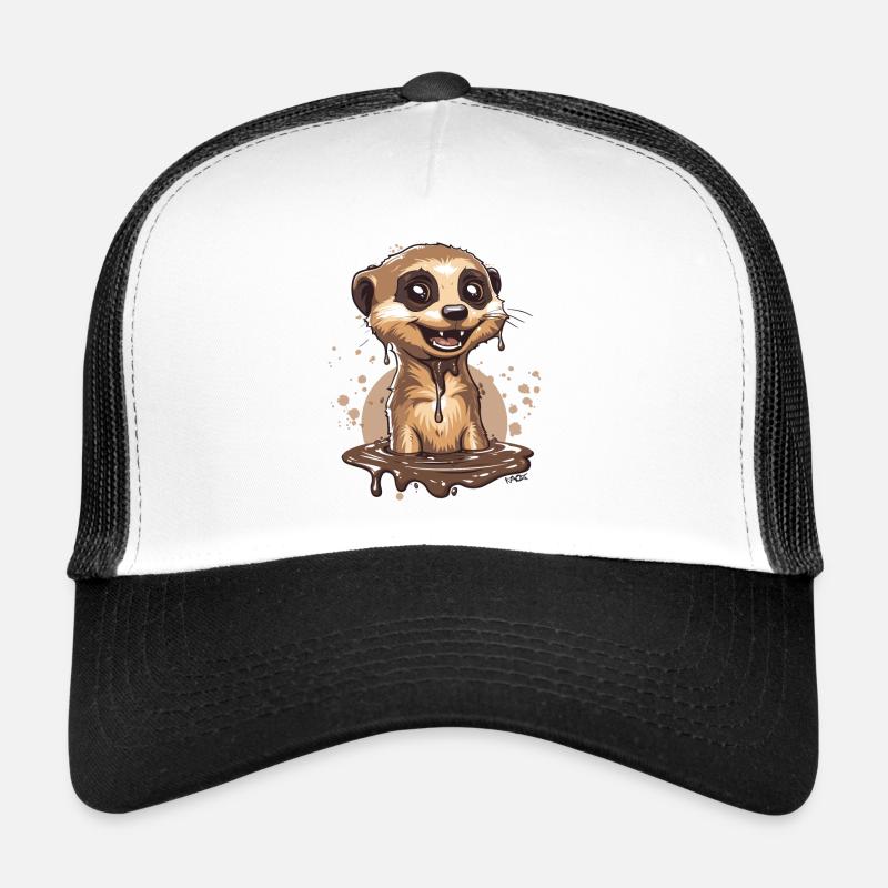 Lustiges Schokoladen Erdmännchen - Trucker Cap - Weiß/Schwarz
