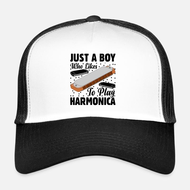 Just A Boy Who Likes To Play Harmonica Trucker Cap