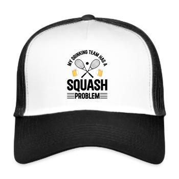 Mon équipe de consommation d’alcool a un problème de squash - Funny Squa - Casquette trucker  - blanc/noir - Devant
