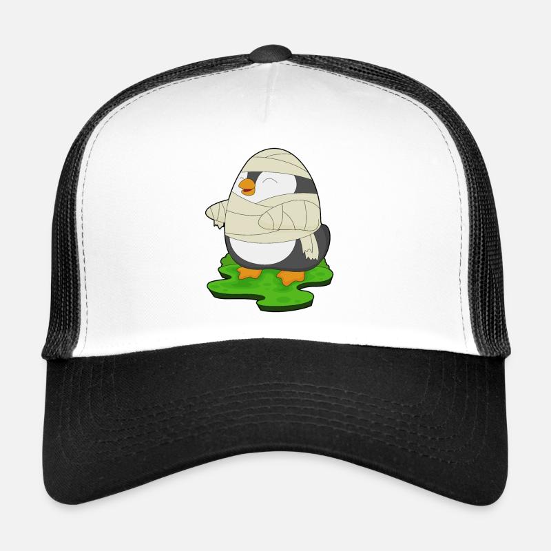 Pinguin Halloween Mumie - Trucker Cap - Weiß/Schwarz