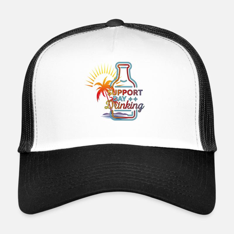 Support Day Drinking. Feiern, Erfrischung, Palmen, Trucker Cap