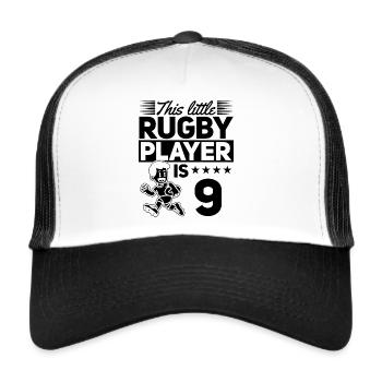 This little Rugby player is 9 Years 9th Birthday R - Trucker Cap - Weiß/Schwarz - Vorne