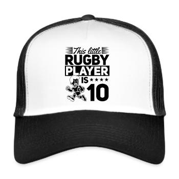 This little Rugby player is 10 Years 10th Birthday - Trucker Cap - Weiß/Schwarz - Vorne