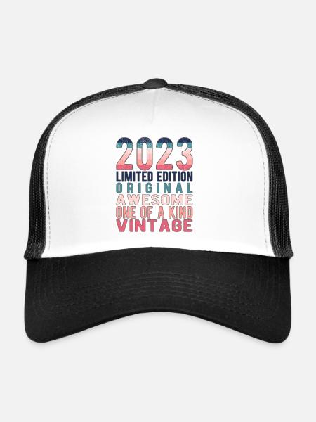 Limited Edition seit 2023 Geburtstag Vintage 2023 - Trucker Cap - Weiß/Schwarz - Vorne