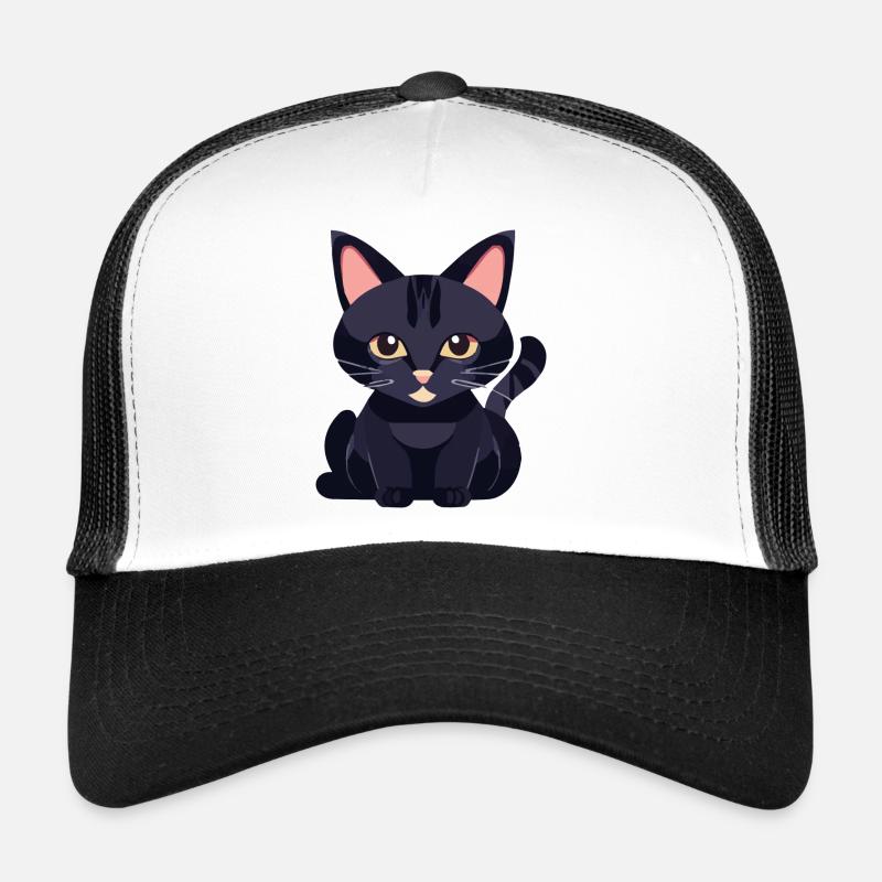 schwarze Katze mit gelben Augen Trucker Cap
