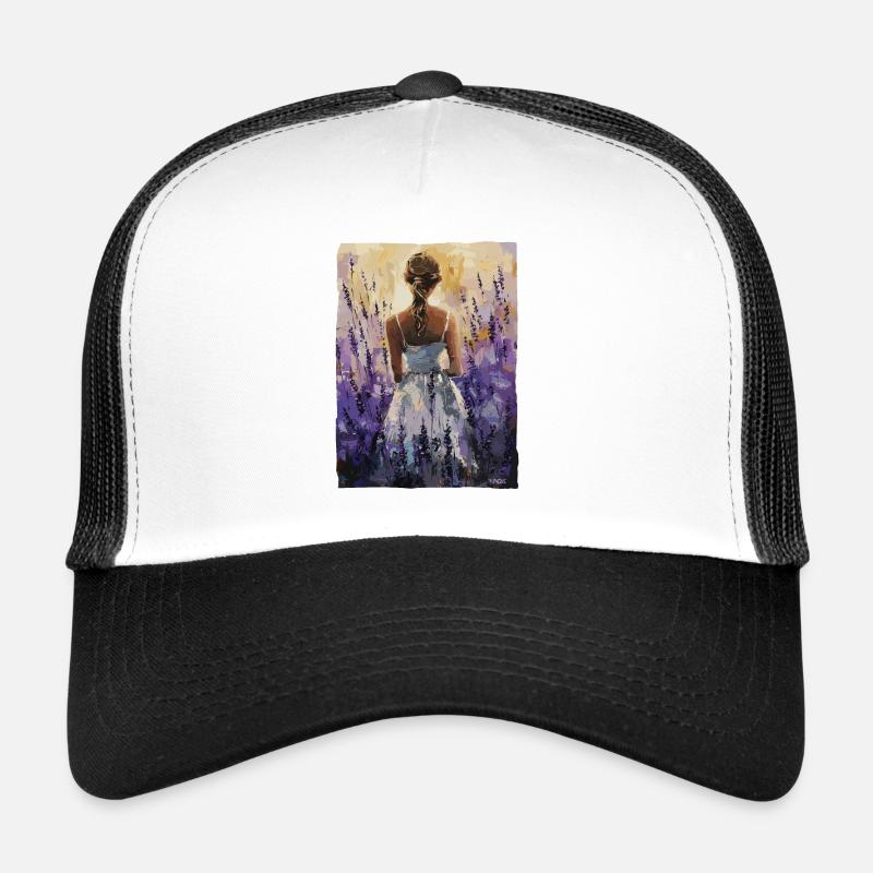 Das Mädchen im Feld voller Lavendel - Trucker Cap - Weiß/Schwarz