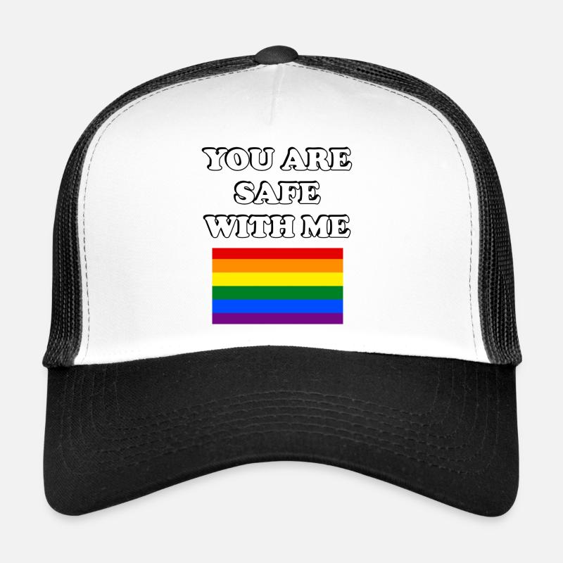 Vous êtes en sécurité avec moi Drapeau de la fierté LGBT Casquette trucker 