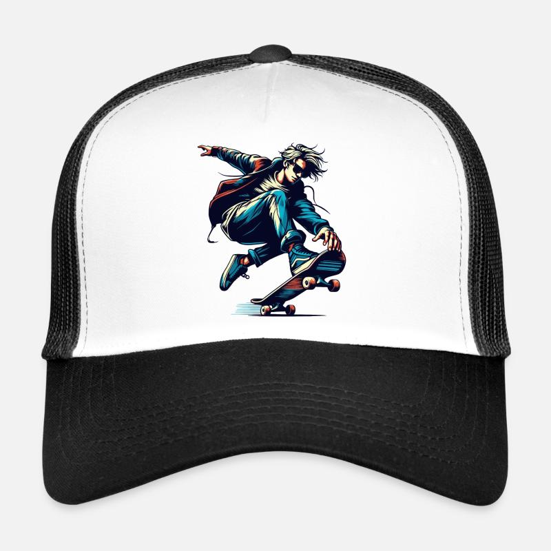 Lebendiges buntes Motiv eines Skaters Trucker Cap