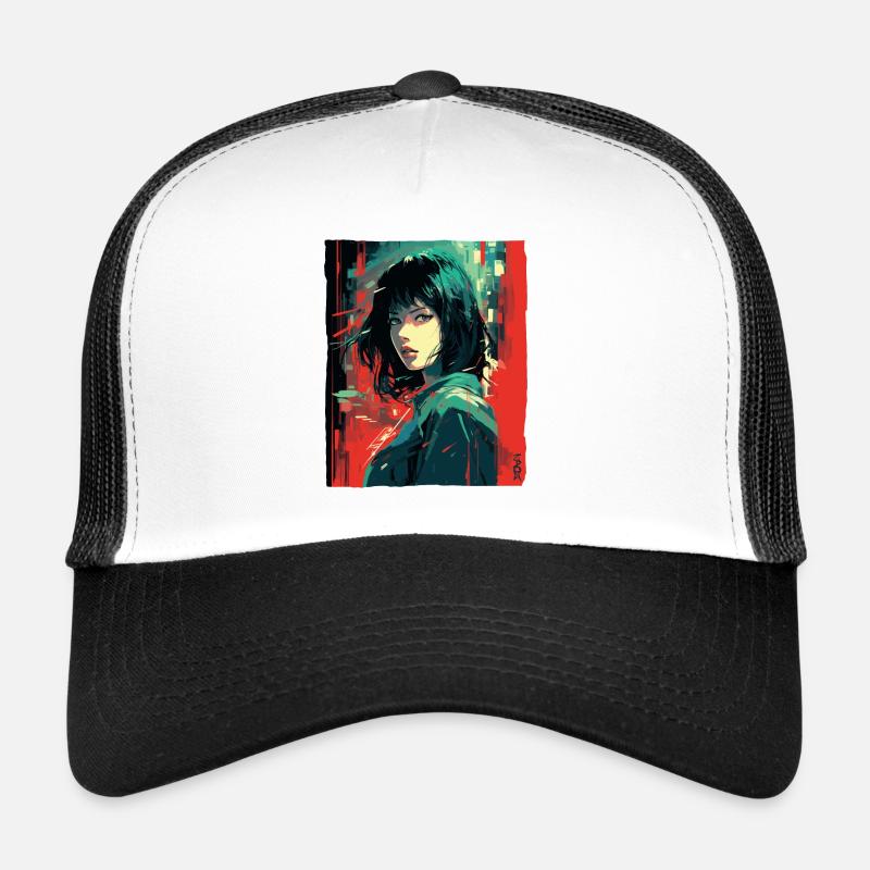 Japanisches Mädchen: Straßenkunst Anime Trucker Cap