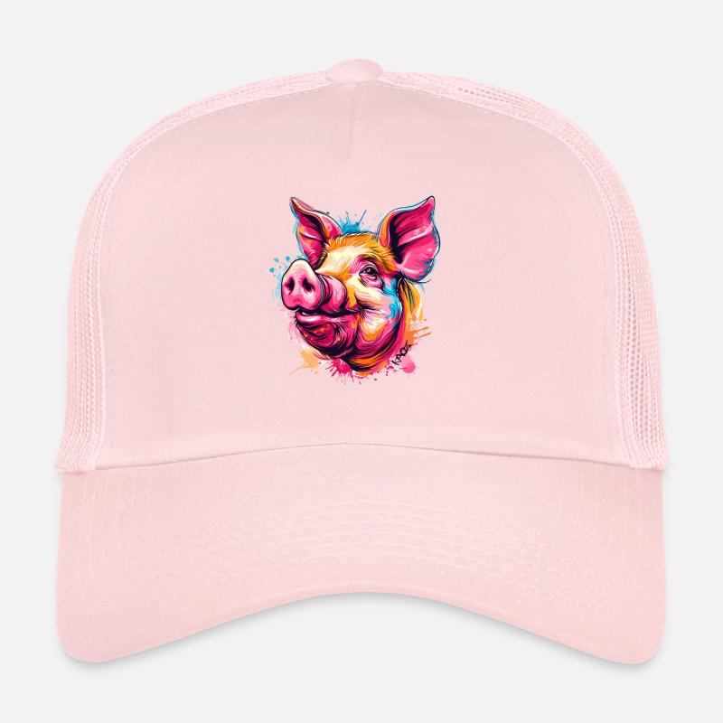 Cochon d’éclaboussures de peinture colorées Casquette trucker 