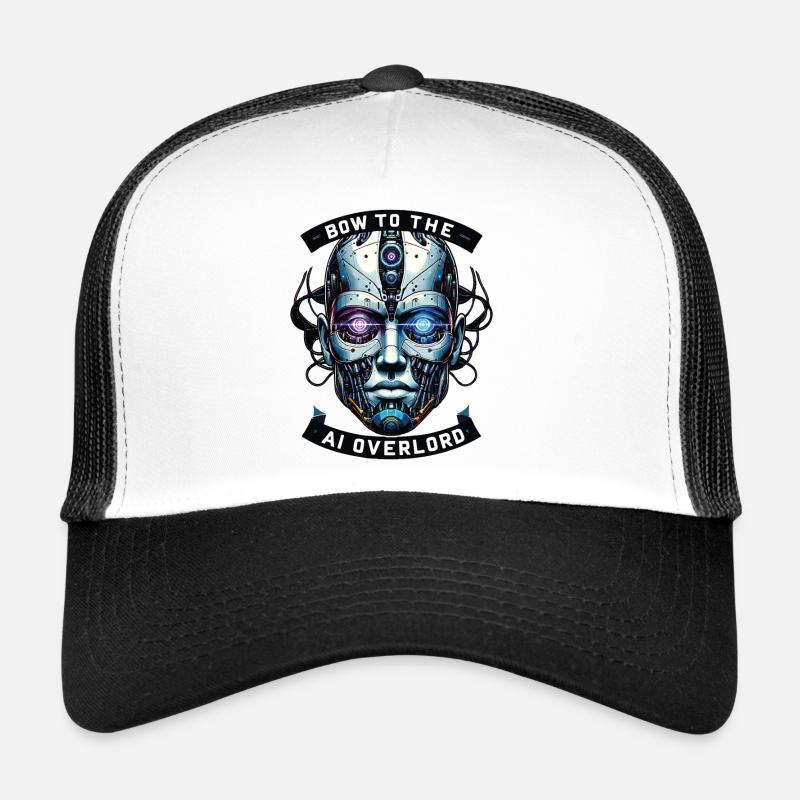 Inclinez-vous devant le seigneur de l’IA - Conception de cyborg. - Casquette trucker  - blanc/noir