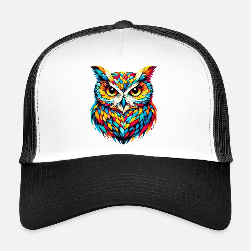 Eule - Trucker Cap - Weiß/Schwarz