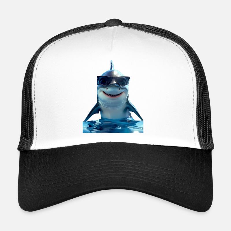 Requin Requin Requin Tigre Requin Requin Gris Grand Requin Blanc - Casquette trucker  - blanc/noir