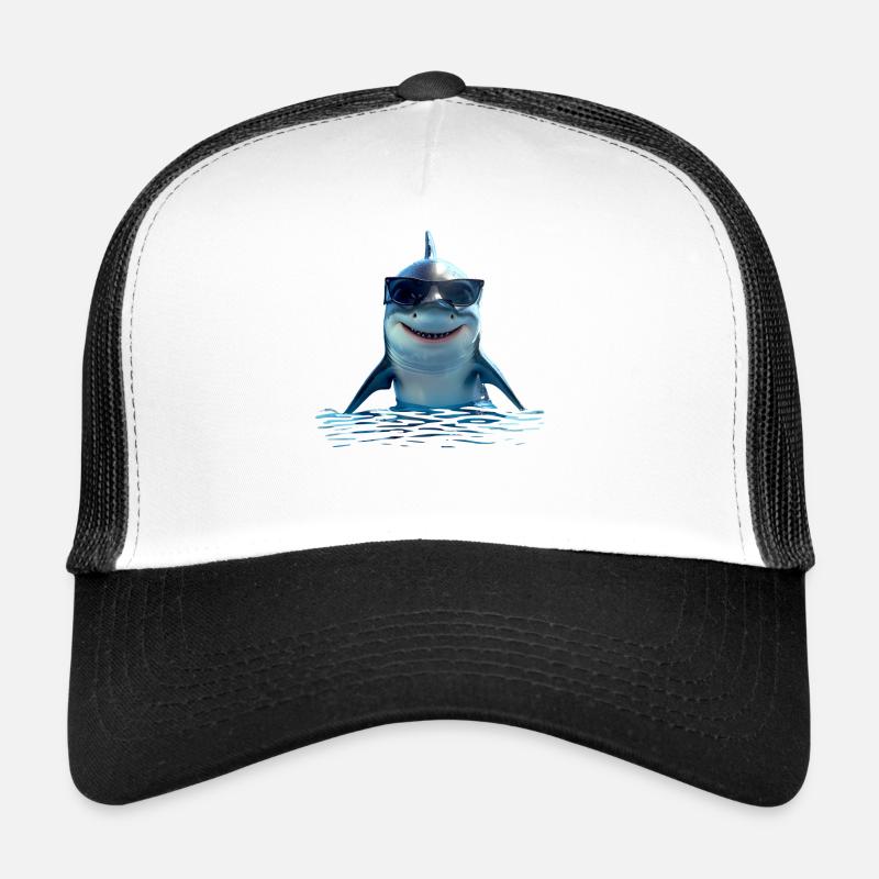 Requin Requin Requin Tigre Requin Requin Gris Grand Requin Blanc - Casquette trucker  - blanc/noir
