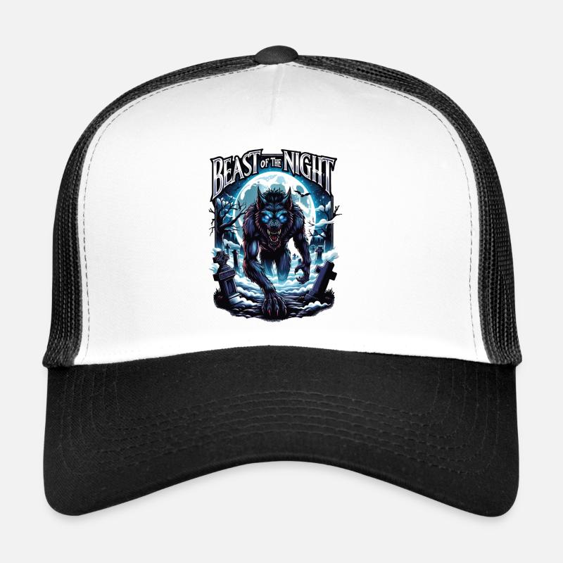 Bête de la nuit - Conception de loup-garou. Effrayant, cool Casquette trucker 