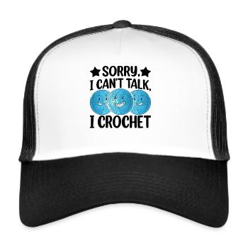Idées de crochet amusantes - Désolé, je ne peux pas parler, je crochete - Casquette trucker  - blanc/noir - Devant